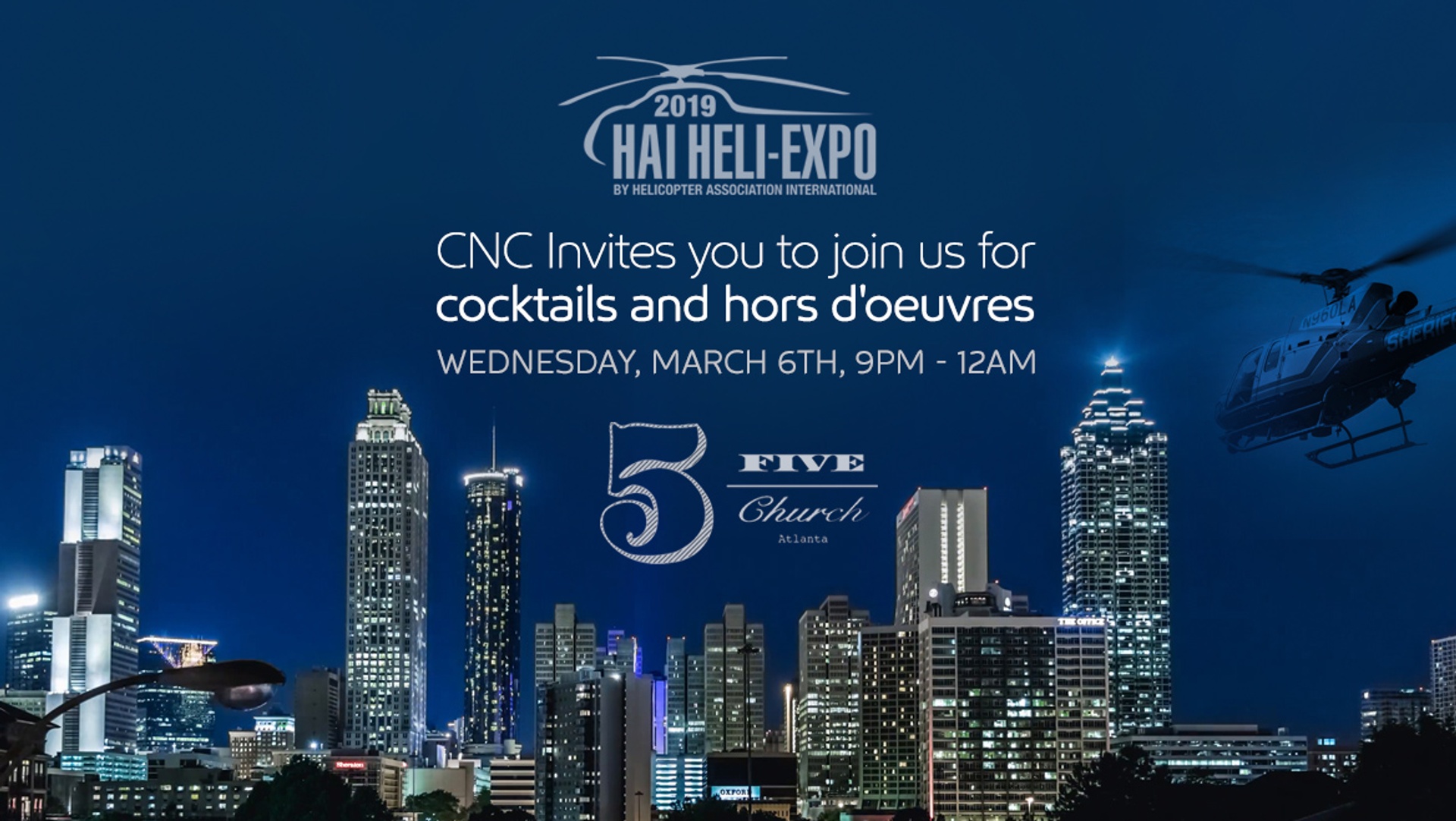 Join CNC for Cocktails & Hors D’oeuvres March 6th from 9pm-12am at 5 Church Atlanta